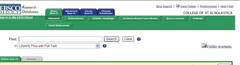 35. 6. Main search screen defaults to basic keyword search. Use this feature to conduct simple searches. TIP: Change to a different Ebsco database by clicking on the dropdown arrow.