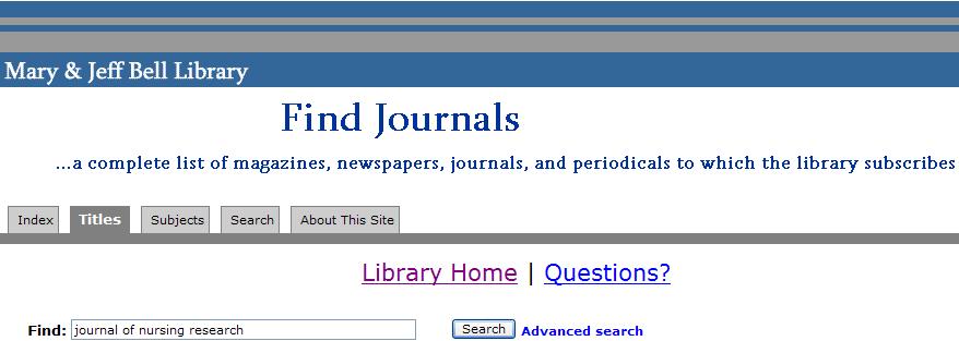 Another way to see if the library owns or has access to journals is to check the Find Journals List.