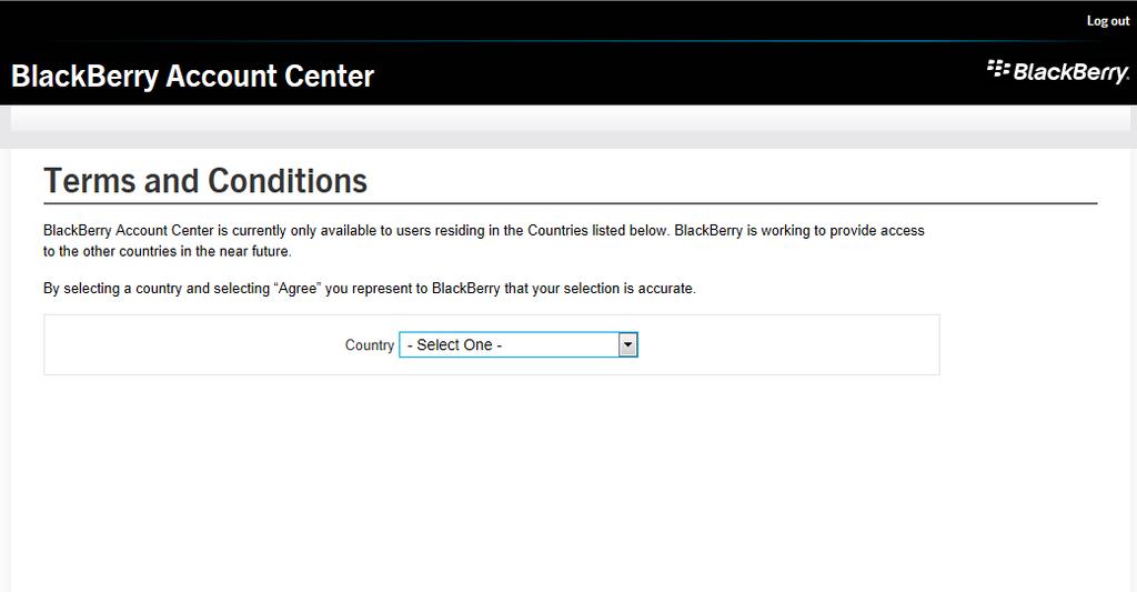 Figure 11 - BlackBerry Account Center Sign In Page Enter your username and password and select Sign In.