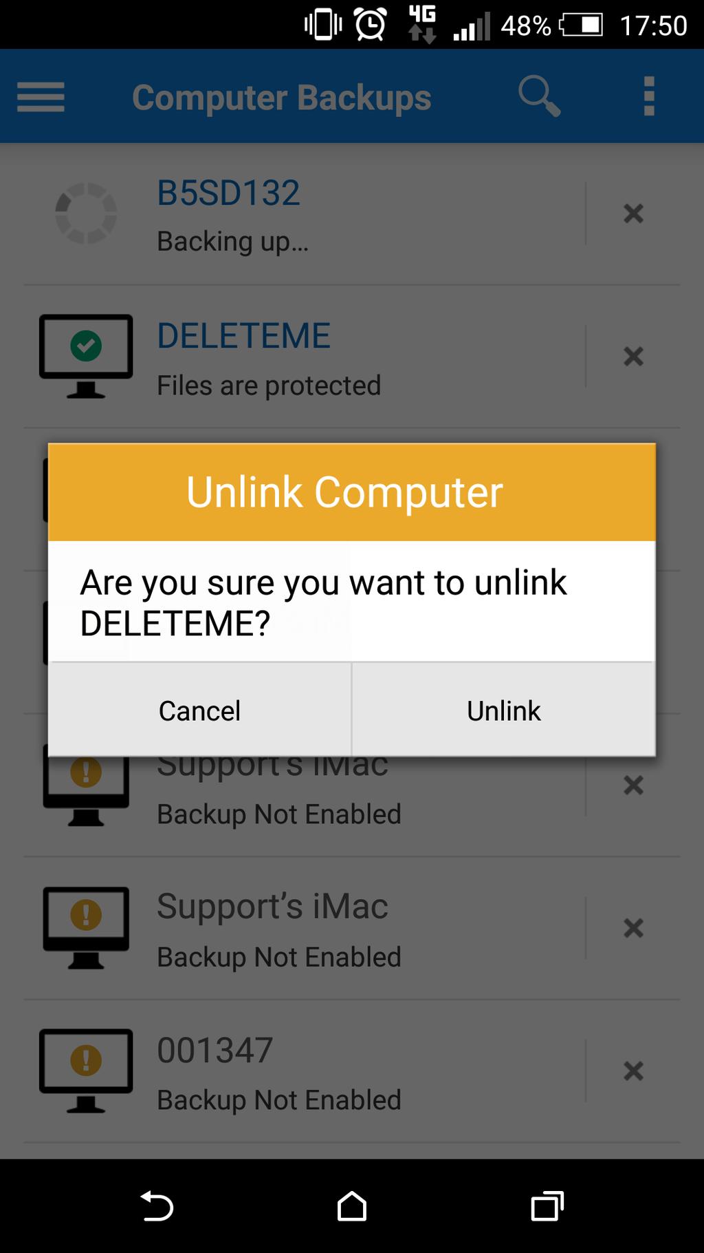 Delete Backup Sets from a Mobile Device You can remove a device from your account via any mobile