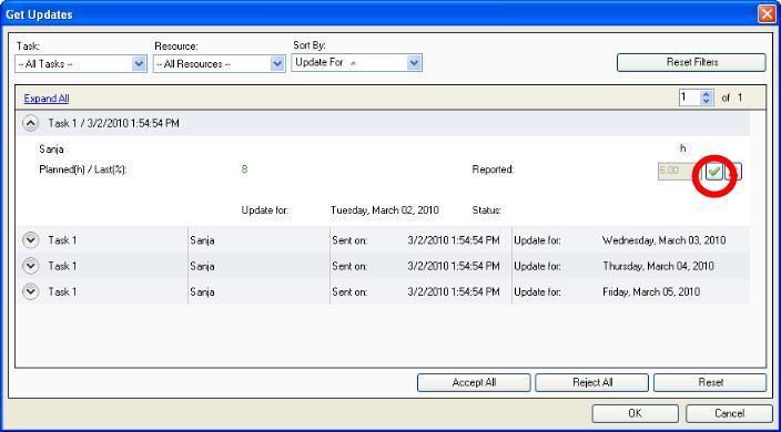 Chapter 1: Using Task Update Toolbar in MS( Project All treated