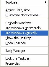 This method has the same effect as right-clicking the taskbar and selecting Tile Windows Vertically.. object.