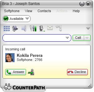 3.4 Handling Incoming Calls Bria 3 for Windows User Guide Retail Deployments Bria must be running to answer incoming calls. It can be running in the system tray.