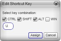 Make sure Enable shortcut keys is checked and the action you want to change is enabled. 2. Select an Action and click Edit. The Edit Shortcut Key dialog appears. 3.