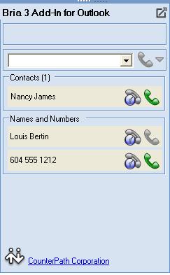 CounterPath Corporation Phoning a Recognized Contact or Number The Add-in recognizes content in a selected e-mail or calendar entry that is: A contact in the Outlook address book A number that looks