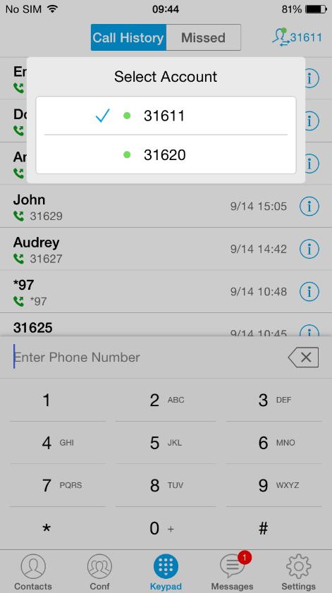 Figure 3: Select Account 3. Enter the phone number on the keypad; 4.