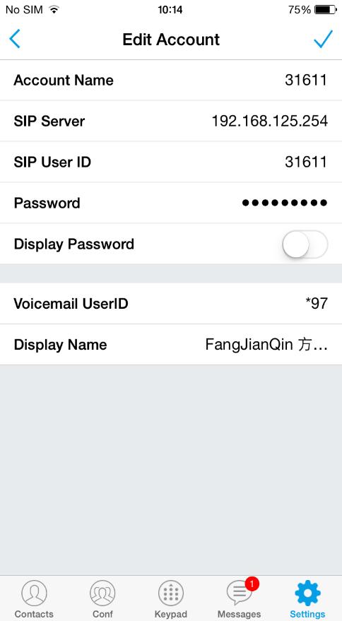 Figure 25: Configure Voicemail UserID To retrieve the voicemail: 1.
