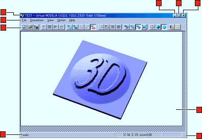 Part 1 Introduction 1-3 Names and Functions of Screen Items (9) (8) (7) (1) (2) (3) (6) (4) (5) (1) Title bar This shows the file name, the program name, the size of the workpiece, and the resolution