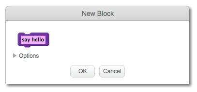 Give your new block a name and then click OK. You will see a new define block.