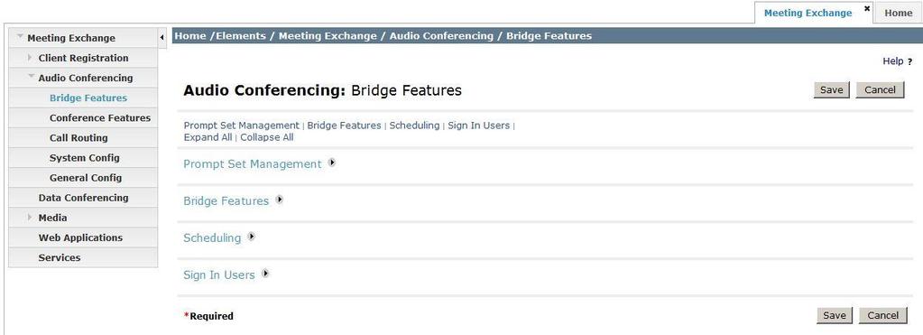 6.5. Configure Sign In Users Go to Audio Conferencing Bridge Features Sign In Users and click on