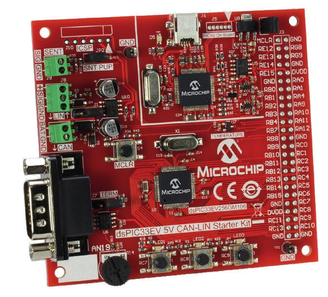 Analog Development Tools CAN and LIN dspic33ev 5V CAN-LIN Starter Kit (DM330018) The dspic33ev 5V CAN-LIN Starter Kit features the dspic33ev256gm106 Digital Signal Controller (DSC) for automotive and