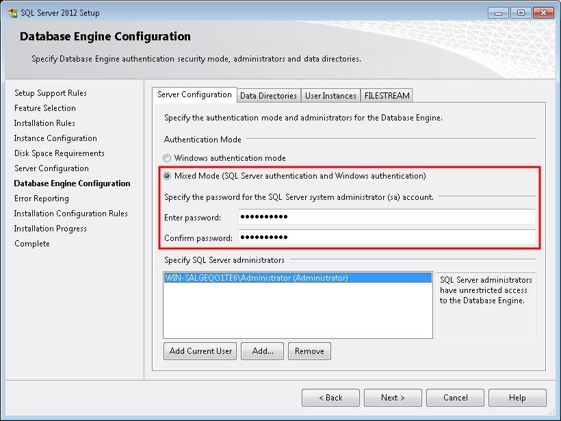 Add users to access with Windows authentication from Specify SQL Server administrator.