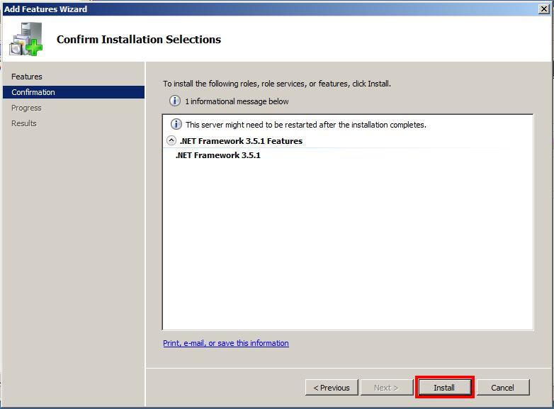 4) Click Install from Confirm installation