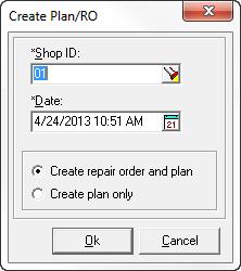 You can also create a new road call (CTRL + N), create a Shop Plan/RO (CTRL + H), create a Work Pending (CTRL + W), create a vendor RO (CTRL + E), create a purchase order (CTRL + P), close and save