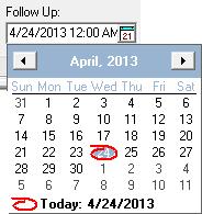 Creating a Follow Up Date To create a follow up date click on the calendar icon in the Follow Up box a calendar will appear. Select the date you want to make the follow up call on.
