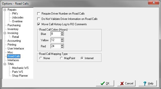 Forwards call comments into repair order comments the Road Call module is fully integrated with TMW AMS. Setting Road Call Options To set the Road Call options in TMW AMS go to SysMgr > Options >.
