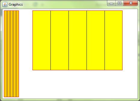 Ex. 1. Create a program like the one shown. The main panel has a preferred size of 350 by 200 pixels. Inside the main panel is a panel with the following: - the background color is orange.