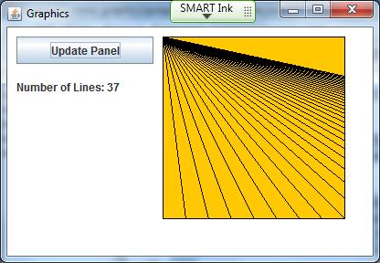 The height of these lines should match the height of the panel. Instantiate two objects of this class. The one on the left has an orange background and the one on the right has a yellow background.