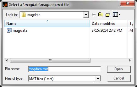 Save a magdata.mat file when prompted.