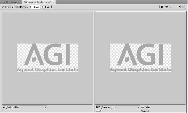 800 Figure 1-2: Compare original (left) and optimized image (right) in 2-Up view.