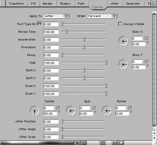 Avid FX Tutorials 12. Set Tumble to 0 Rotations and 90. When you finish, the tab should look like the following example. 13.