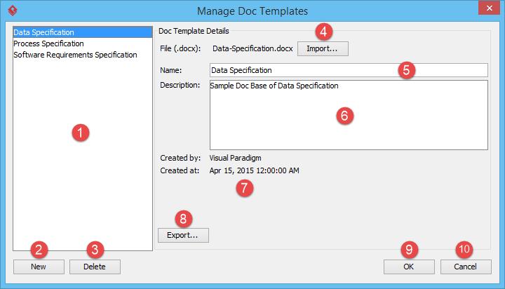 1. In Visual Paradigm, select Tools > Doc. Composer > Manage Doc Templates... from the toolbar.