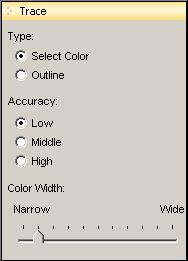 7 When you click the [Trace] icon ( ), the mouse cursor changes shape. Select a color for tracing with the center of the mouse cursor. 8 Click the [Active] tab ( ) and make the [Trace] settings.