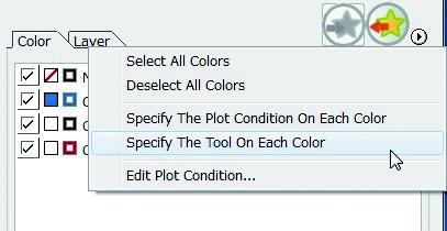 Registering a tool as a Favorite Display color tab or layer tab, and specify the