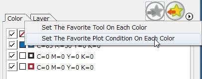 Registering Favorite Changing registered contents of a Favorite 1 2 Change color or layer tab, then click.