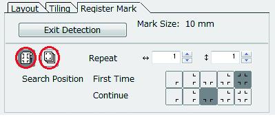 4 Set register marks to detect continuously. To cancel register mark detection, click [Exit Detection]. Leaf Mode Roll Mode Item ID Certification Mode ( P.