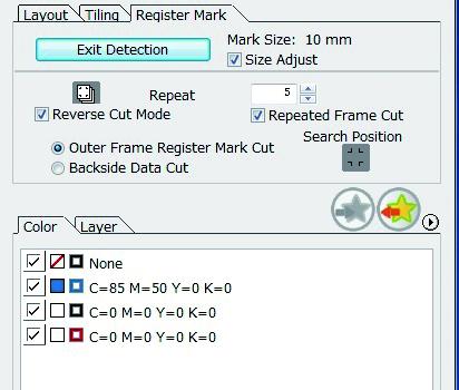Perform Reverse Cut (If performing Outer Frame Register Mark Cut and Backside Data Cut separately.) 1 [Plot] button in the FineCut menu.
