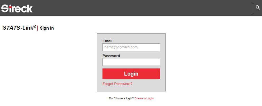 Create a Login Creating a login is the first step needed to access STATS Link, which can be found at https://statslink.streck.com. Figure 1 1. Click the Create a Login link on the first page.