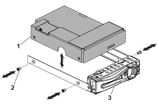 5-inch adapter bracket with M3 screws. Figure 25. Removing and installing a 2.5-inch SSD from the 2.5-inch adapter bracket 1 2.5-inch SSD 2 M3 screw (2) 3 2.
