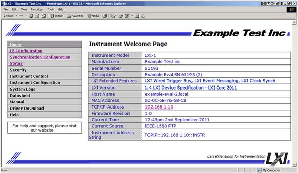 3.2 Web Interface All LXI devices have a Web interface through which you can configure various instrument settings and control the device to generate and measure signals.