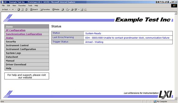 function, the sync configuration page allows you to set parameters for IEEE 1588, LXI Events, and the