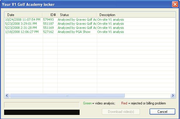 A window will appear as shown here. This is your Locker located in the V1 software. Click on the lesson to select it then click Download Videos.