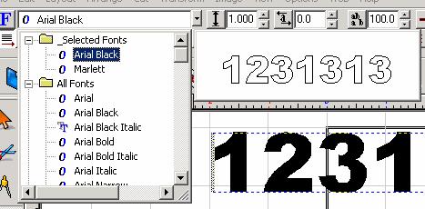 Center Spacing Again from the SmartBar, click the Center Spacing button. Font Height Set the Font Height to 0.250 inches. Font Picker Click on the Font Picker to display a list of available fonts.