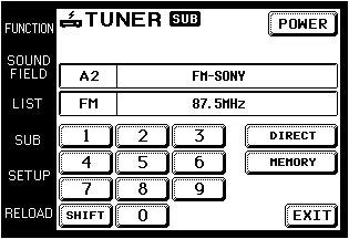 The receiver s function switches to TUNER and the tuner screen appears. Operation Preset station Station name To receive manually, touch DIRECT and input the frequency.