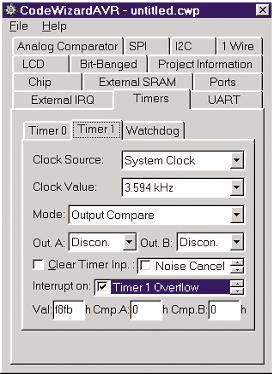 Configuring Timer1 For this project, we want to configure Timer1 to generate overflow interrupts. We select the Timers tab and then select the Timer1 tab resulting in Figure 8.