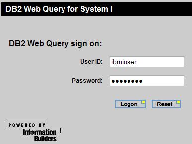 Figure 6: Users can log in to Web Query with their IBM i user profiles.