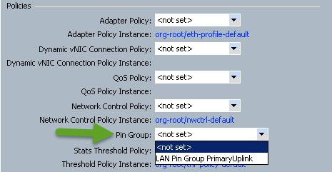 Pin Group. Note that any one vnic may be configured for no Pin Groups (default) or just one manually configured Pin Group.