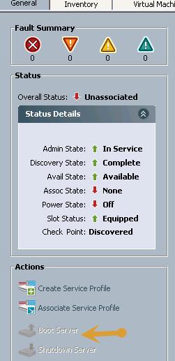 Note in this example under the General tab on the right for a server that the Overall Status is Unassociated and that