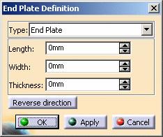 Page 70 Creating End Plates This task shows how to create a special type of plate called an end plate. Click here to find out how to create other types of plate. No sample document is provided. 1.