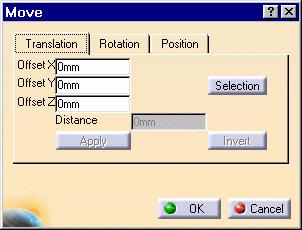 Page 86 Translating Components This task will show you two ways to translate a component: by entering translation values by selecting geometrical elements to define a translation direction.