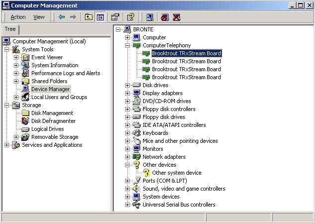 Verifying Dialogic Brooktrout Board Integration Follow the steps below to verify that the Dialogic Brooktrout board is successfully installed on your system: 1.