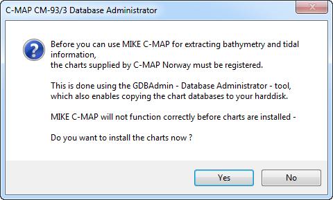 14. C-MAP chart database registration: Click Yes Browse to