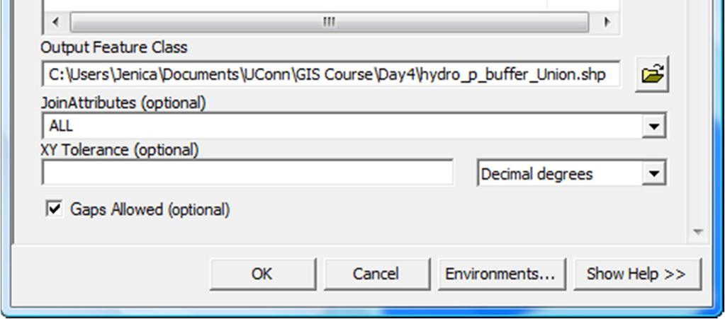 polygon hydro layers from the Input Features dropdown list Set the output to your