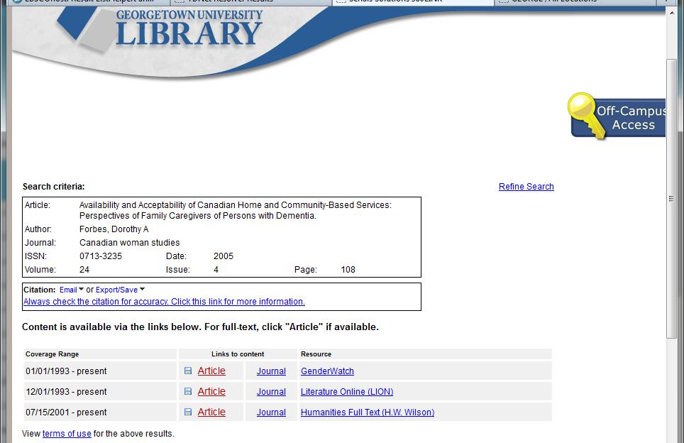 Library Journal Finder. For example, the following journal article citation was not available directly from a DML subscription.