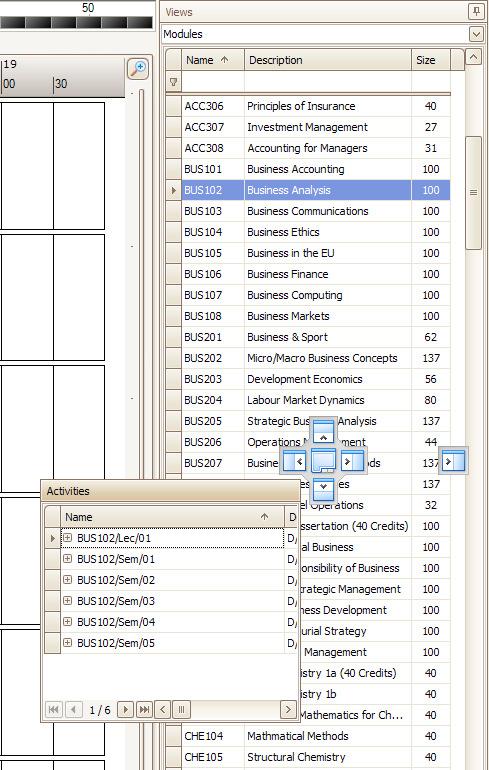 The illustrations below shows process for positioning the Activities Spreadsheet on top of
