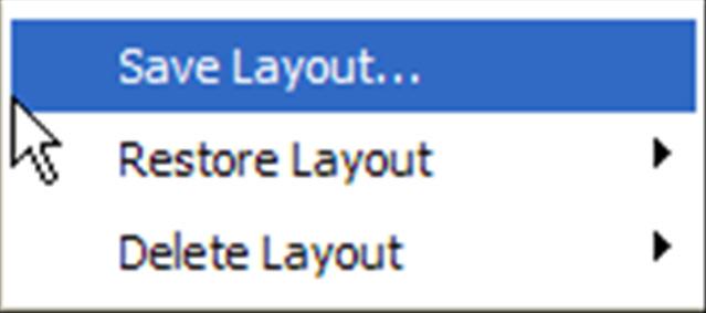 Choose Save Layout... and enter a name into the Save as: dialogue that appears and Press OK.